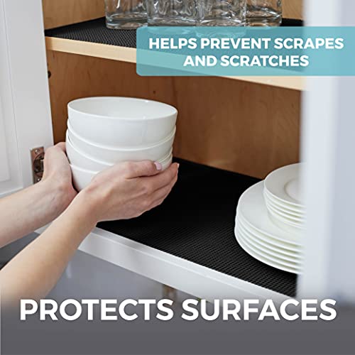 Home Genie Slip Resistant Drawer And Shelf Liner, Non Adhesive Roll, 17.5 Inch X 10 Ft, Durable And Strong, Grip Liners For Drawers, Shelves, Cabinets, Pantry, Storage, Kitchen And Desks, Pitch Black #TOP3