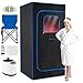 COSTWAY Cabina Sauna a Vapore, Sauna da Casa con Vaporizzatore 3L/1200W a Riscaldamento Rapido, 15 Livelli di Temperatura, Timer 99 Minuti, Sedia Pieghevole e Tappetino, Spa Personale per Casa (Blu)