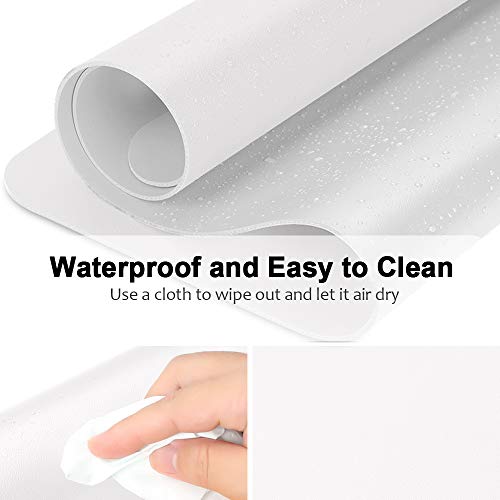 Desk Pad Protector, Waterproof PU Leather Office Desk Mat Desk Writing Mat Laptop Large Mouse Pad Desk Blotters Desk Décor for Office Home, 23.6" x 13.8", White by BUBM - Image 6