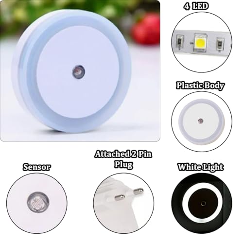 Image of fizzytech Smart Motion Sensor LED Light Bulb with Automatic On /Off and Dimmable White Glow, Energy Efficient 7W LED Bulb for Home, Stairs, Kitchen, Bathroom, Wardrobe Lighting(Round White Pack-2)