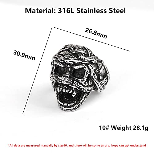 Image of 2023 Skull Ring Cool Evil Death Punk Rock Stainless Steel Rings Aly Style Jewelry