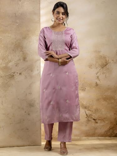 Image of VredeVogel Women's Silk Blend Embroidered Kurta with Pant & Dupatta Set | Modern & Traditional Blend Ethnic Wear | Festive & Casual Outfit