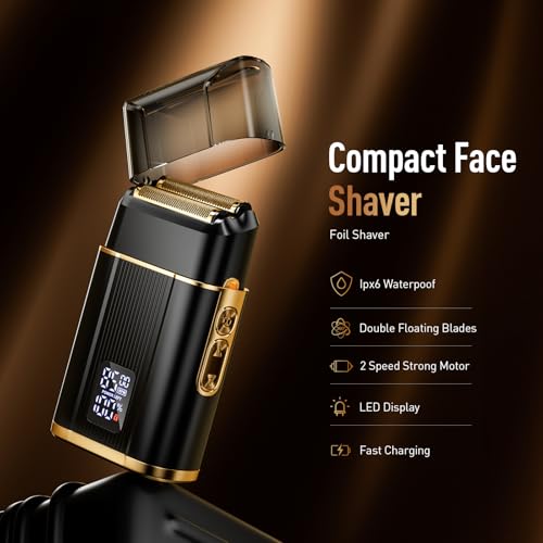 Image of Professional Foil Shaver for Men: Electric Razor with High-Speed Dual Blades & 2-Speed Motor - USB-C Rechargeable, LED Display, Waterproof for Travel & Home Use