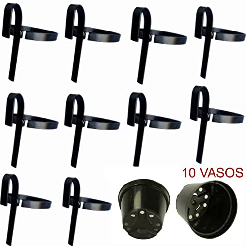 Kit 10 Suportes De Vaso para Flores jardim Vertical pallet treliça + 10 vasos pláticos