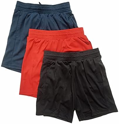 Boys Core Performance 3-Pack Moisture Wicking Shorts (Black Red Navy, 18)