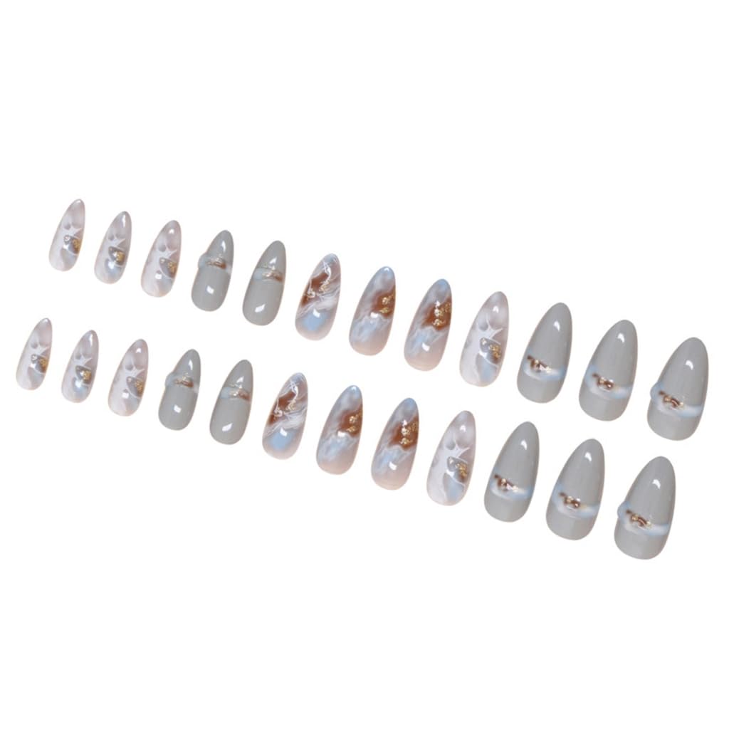 Short French Tip Nails Almond Nails Tips Fake Nails False Nails with Designs Full Covers Acrylic Nails