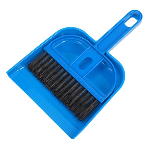 HONMEET Handheld Mini Broom and Dustpan Set Compact Cleaning Brush for Desktop Bed Car and Keyboard Space Saving Design for Easy Storage for House Cleaning Tasks Blue