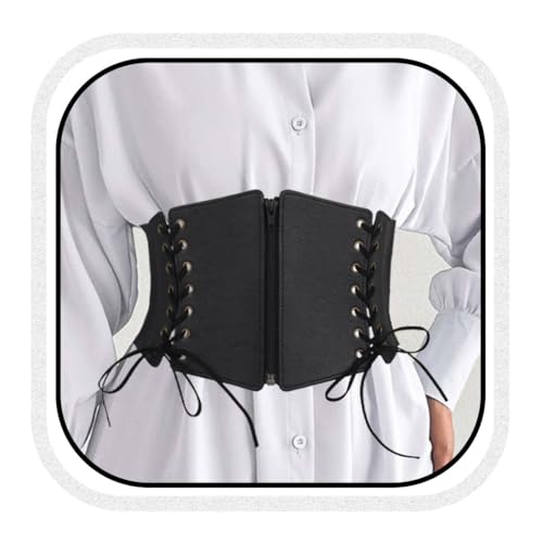 COSYDAYS Zipper Black Corset Belt Leather Wide Stretchy Belts Costume Elastic Waist Accessories for Women