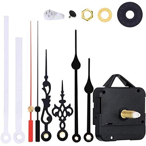 31mm High Torque Wall Clock Movements Mechanism with 3 Pack Styles of Hands Quartz Motor Battery Operated DIY Repair Parts Replacement, 4/5 Inch Max Dial Thickness, 1-1/5 Inch Total Shaft Length Cover
