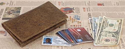 Image of RFID Blocking Mens Genuine leather Bifold Long Wallet