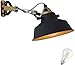 Produktbild LED Nachttischlampe moderne Klemmlampe E27 Klemmleuchte E27 Schreibtischlampe Retro Metallschirm Vintage Leselampe Bett Lampe klemmbar incl. 7W LED (Bettleuchte klemmbar schwarz/gold)