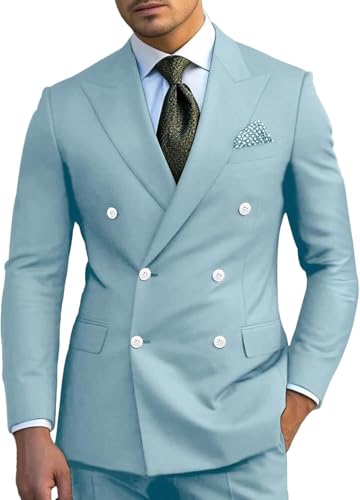 Slim Fit Men Suits for Groom Double Breasted Peak Lapel 2 Piece Sets Blazer Jacket Pants Business Wedding Tuxedo3