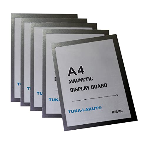 Tuka-I-Akut 5x A4 Marco Magnético Autoadhesivos, Fundas Para Documentos, Letreros, Avisos, Cartel, Paredes Y Ventanas, Cierre Magnético, 5 Unidades En Color Negro, Tkd8400-A4-5x