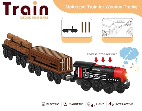 motorized train for wooden track 3pcs train toy set for 3 4 5years old boy girl toddlers battery powered train compatible with thomas amp friends brio and chuggington