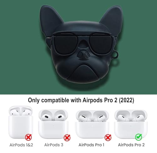 Image of YODI Case Cover for Airpods Pro|Pro 2|Airpods Pro 3|Airpods 4 Pouch, Silicone Cases with Cleaner Kit 360 Drop Protection,Shock-Resistant ((Bulldog Black), Airpods Pro /Pro 2)