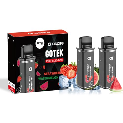 【Gotek】アスパイア GOTEK 交換用 Pod カートリッジ 充填済み プレフィルドポッド 純正 抵抗値 ニコチンフリー 電子タバコ エコフレンドリー 1箱2個入り (ストロベリー・スイカ・アイス)