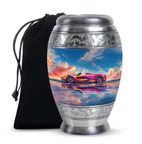 KARYLIZ Car Sunset Spectrum - Urn for Mom Ashes Large - Classic Large Cremation Urn - Sophisticated Adult Ashes Container 10 Inch, Natural, KA-MON-URN-1861-M