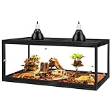 Prolee Tempered Glass Beard Dragon Tank 81 Gallon,Reptile Encloure and Snake Tank with Metal Mesh Roof Door,Locking Design Reptile Tank for Lizard,Gecko,Chameleon (48"X20"X20",Black)