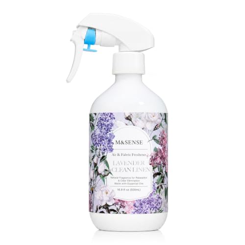 M&SENSE Fabric Spray Air Freshener, 500 mL / 17 fl oz Lavender Linen Scent