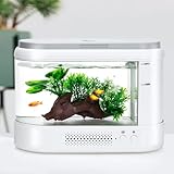 【Clear Vision&Aromatherapy Diffusers】Das Aquarium Glas ist aus Acryl-Material, hat eine gute Lichtdurchlässigkeit, können Sie eine ausgezeichnete visuelle viewing effect.The obere Abdeckung kann für die Fütterung und Reinigung Filter Baumwolle geöffnet werden.Air Reinigung Baumwolle kann Schadstoffe in der Luft zu adsorbieren, und der Duft von aromatischen Blöcke hilft, die Stimmung zu entspannen.The Aromatherapie Teil ist nicht wasserdicht, bitte achten Sie darauf, wenn die Reinigung