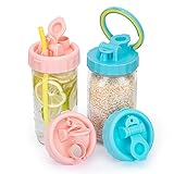 Mason Jar Lids, Wide Mouth Flip Cap Mason Lids with Straw Reusable Drinking Canning Lids Leak-proof