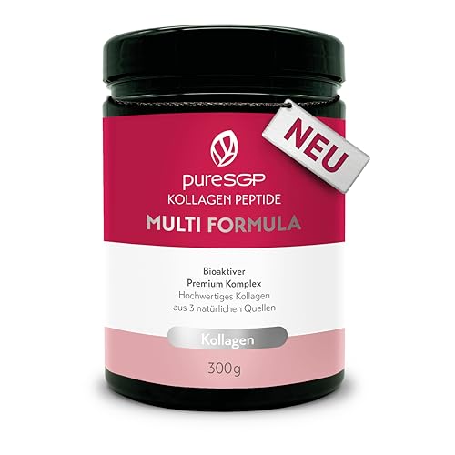 pureSGP® Multi Formula Kollagen Peptide: Reinstes Kollagen in Apothekenqualität - Spezialformel aus Rind, Fisch & Eierschale für ganzheitliche Unterstützung. Kollagentyp I, III, V & X - Mit Vitamin C