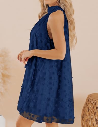 Image of VIMPUNEC 2024 Womens Summer Wedding Guest Formal Dresses Cocktail Halter Swing Dress Cute A Line Mini Homecoming Dress Navy Blue S, Large