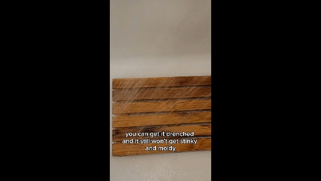 VaeFae Teak Shower Mat, Non-Slip Bath Mat, Luxury Spa Mat, Wooden Mat for Bathtub, 20 x 13 in