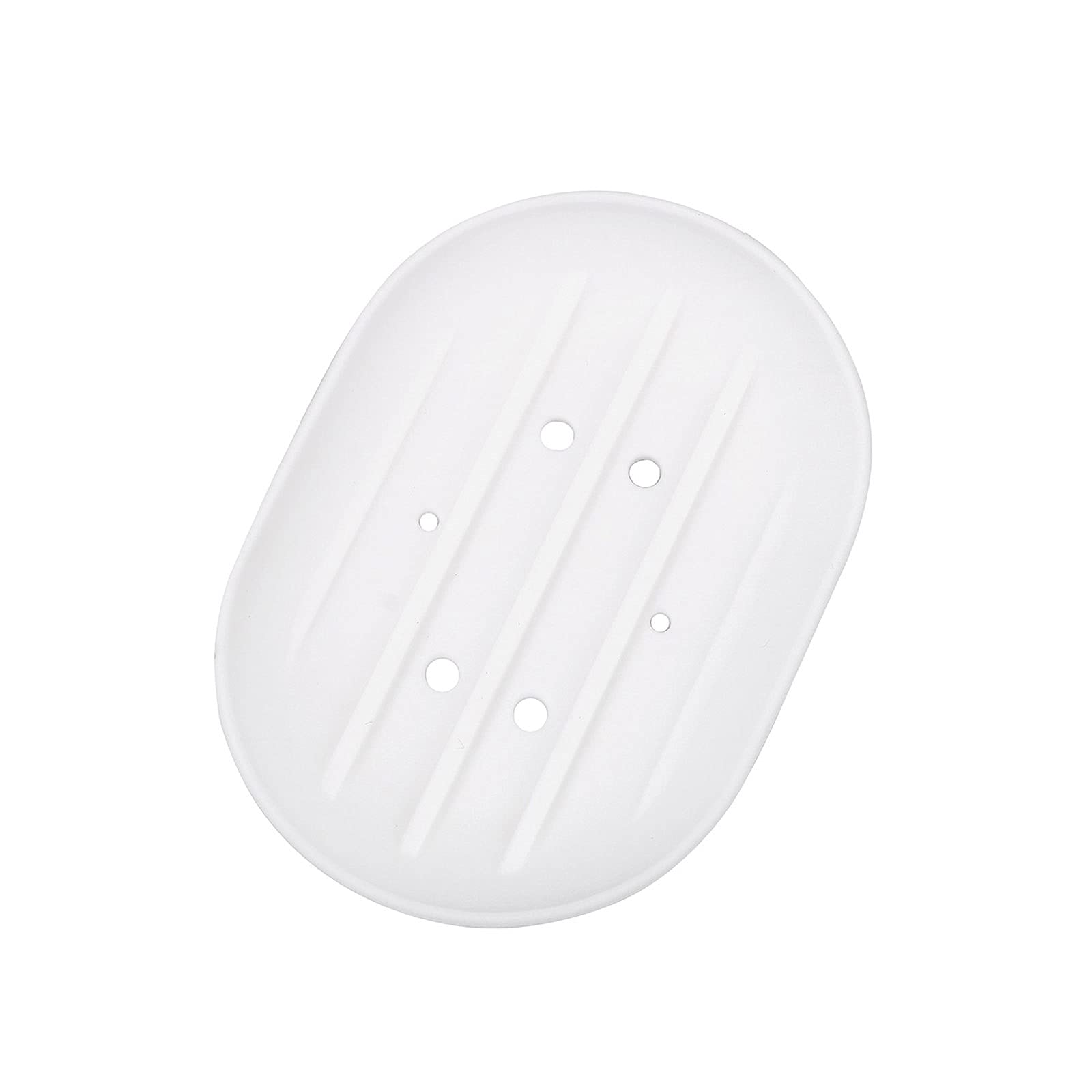 JINGYAN Soap Dishes Soft Silicone Soap Dish Plate Tray Bathroom Products Drain Box Holder Washroom Organizer Container(White)