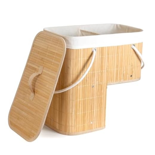 Stair Basket with Lid & Handle – Staircase Storage Basket for Wooden & Carpeted Stairs, Foldable Step Baskets for Stairs, Bamboo Storage Bin Organizer for Toys, shoes & Books (Natural Bamboo)