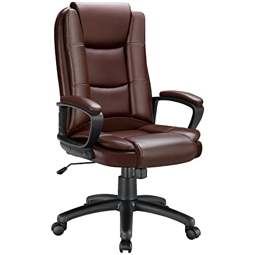 Ofika Office Chair Computer Desk Chair Gaming - Ergonomic High Back Cushion Lumbar Support With Wheels Comfortable Black Leather Racing Seat Adjustable Swivel Rolling Home Executive (Brown) #TOP24
