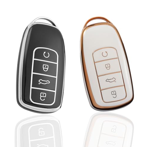 Key Fob Holder For Jaecoo 7 2Pcs Key Cover For Omoda Car Key Cover Car Key Holder Car Key Fob Cover Soft TPU 360 Degree All Round Package Car Key Fob Case Suitable for Various Models