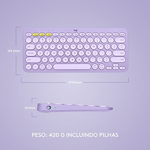 Teclado sem fio Logitech K380 com Conexão Bluetooth Easy-Switch para até 3 dispositivos e Pilha Incl