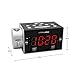 HANNLOMAX HX-135CR Alarm Clock Radio with Projection, PLL FM Radio, Dual Alarm, Dual USB Ports for 2.4A and 1A Charging, 1.2 inches Red LED Display, AC/DC Adaptor Included