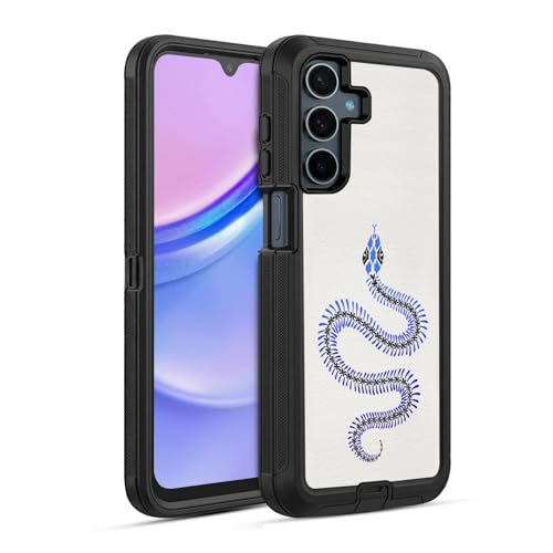 Étui Antichoc Ultra-Blindé Samsung Galaxy A15 Squelette de Serpent d'Ombre Bleu