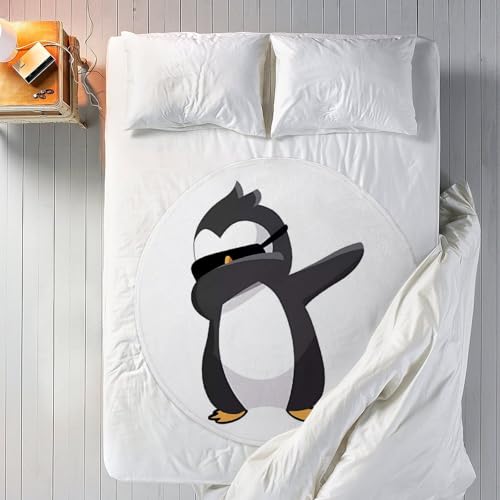 Couverture ronde pingouin en flanelle de 150 cm pour décorer le canapé
