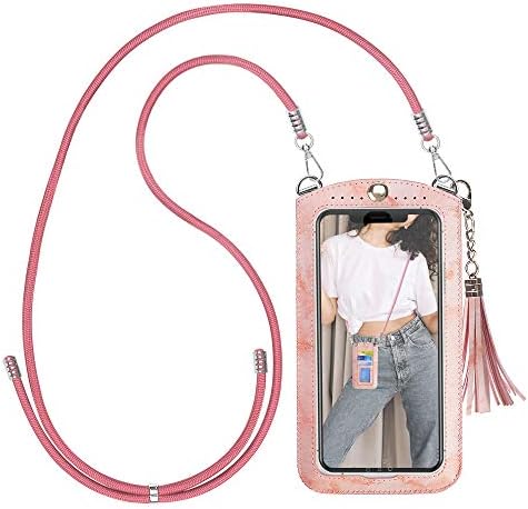 takyu Touch Screen Mobile Phone Bag, Shoulder Phone Purse Bag, Card Holder Pouch with Strap Compatible with iPhone, Galaxy, Huawei and Most Smartphones Black