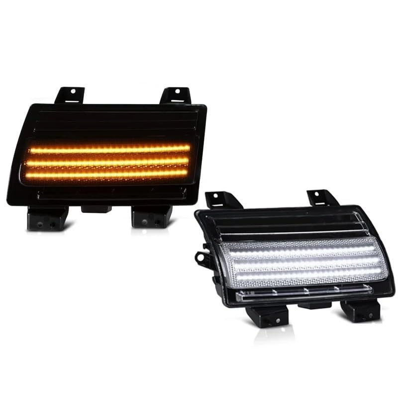 2 szt. Przedni zderzak dynamiczny boczny znacznik kierunkowskazów DRL lampa do jazdy dziennej akcesoria samochodowe Jeep Wrangler JL 2018-2021(Front Bumper Smoked)