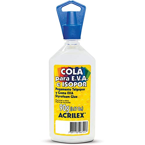 Cola para Isopor, Acrilex 17390, Multicor, 90 g, Pacote de 3