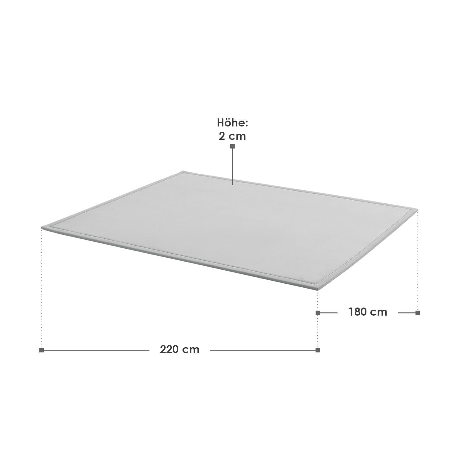 Juskys Krabbelmatte Spielmatte Krabbeldecke 220x180cm Samtmatte Teppich für Kind, Baby, Yoga - rutschfest, weich Kinderteppich Spielteppich in Grau