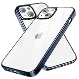 ANEMAT Compatible with iPhone 13 Case, Clear Case Cover for iPhone 13 2021 6.1 inch [Upgraded Materials] [Anti Yellowing] [Shockproof Protective] Hard PC Back with Flexible TPU Bumper, Blue