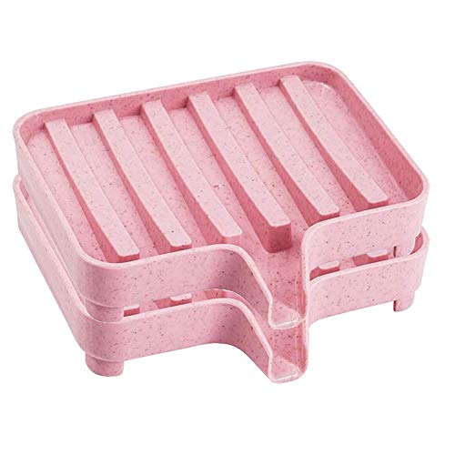 Guang-T Confezione da 2 portasapone a cascata, vassoi per sapone con scarico, salva-sapone autodrenante, per bagno e cucina, prolunga la durata del sapone, facile da pulire, si adatta a tutti i set di