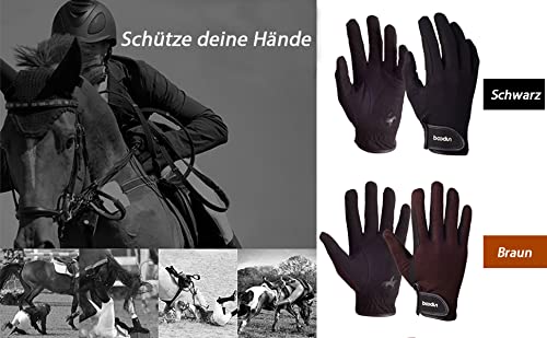 Aictimo Horse Riding Gloves Equestrian Gloves Horseback Gardening Mittens Outdoor Professional Riding Gloves (Black, M) #TOP3