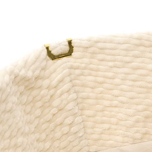 Undercontrol Gold Brass Label Corduroy Cotton Fall Winter Standard Size Foldable Korea Sun Protection Bucket Hat For Women (Wave Corduroy Milk) #TOP5