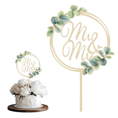 CUVZOR Just Married Decoración para Cake Topper, Mr & Mrs Decoración para Cake Topper, Just Married, Decoración para Pasteles de Boda, Decoración para Pasteles de Compromiso y Proposición, Elegante