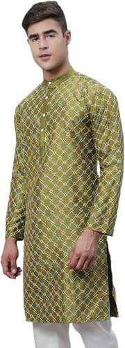 Men's Silk Blend Kurta with Multi Color embroidery2