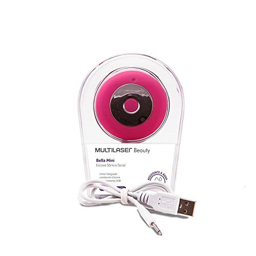 Escova Sônica para Limpeza Facial Bella Mini Recarregável, Multilaser, HC183, Rosa