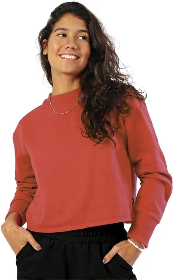 Blusa Moletom Feminina Cropped com Felpa
