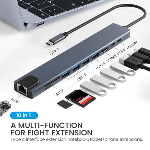 berjalan 10 in 1 USB Expansion Dock USB C Hub Type C Splitter USB C to -Compatible Adapter PD100W - Image 6