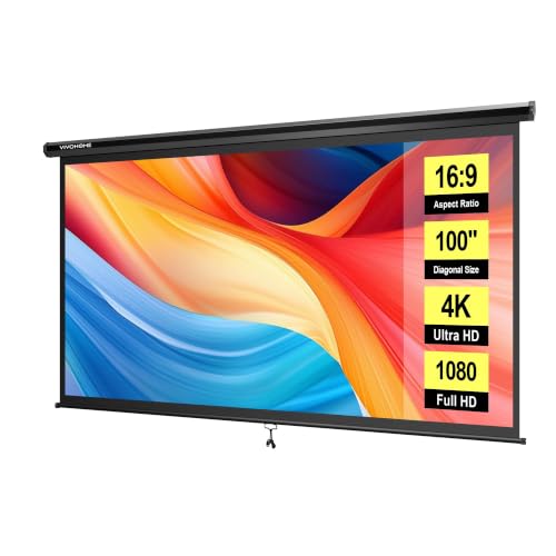 Image of VIVOHOME 100 Inch 16:9 Pull Down Projector Screen, Black